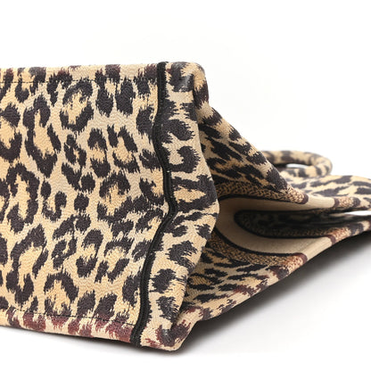 Christian Dior Canvas Mizza Embroidered Large Leopard Book Tote Beige