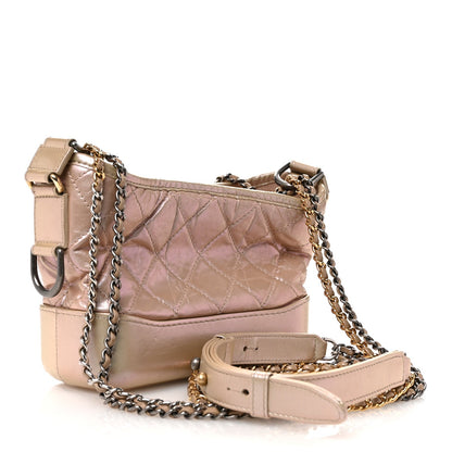 Chanel Iridescent Aged Calfskin Quilted Small Gabrielle Hobo Light Pink