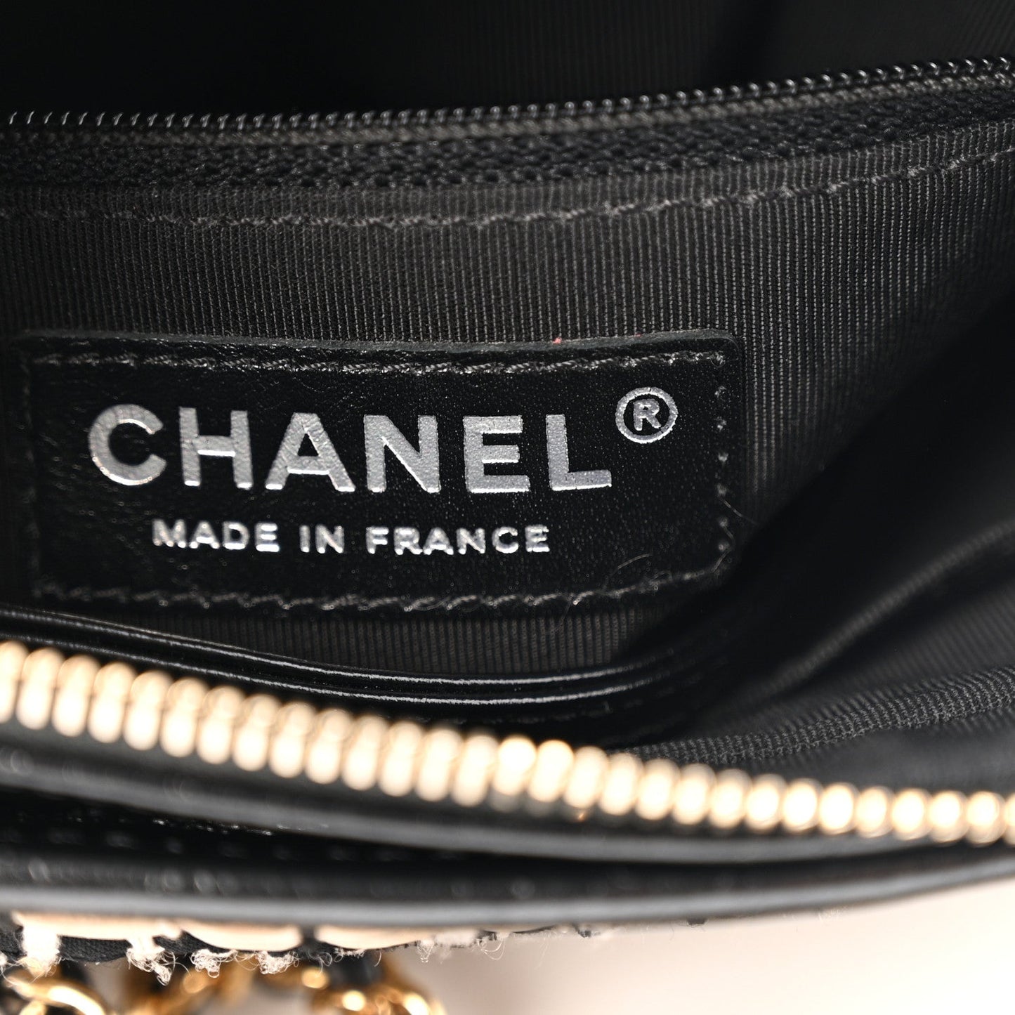 Chanel Tweed Calfskin Calfskin Small Gabrielle Hobo Black Light Beige
