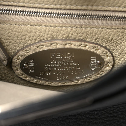 Fendi Cuoio Romano Selleria Bi-Color Mini Peekaboo Iconic Satchel Asfalto Latte
