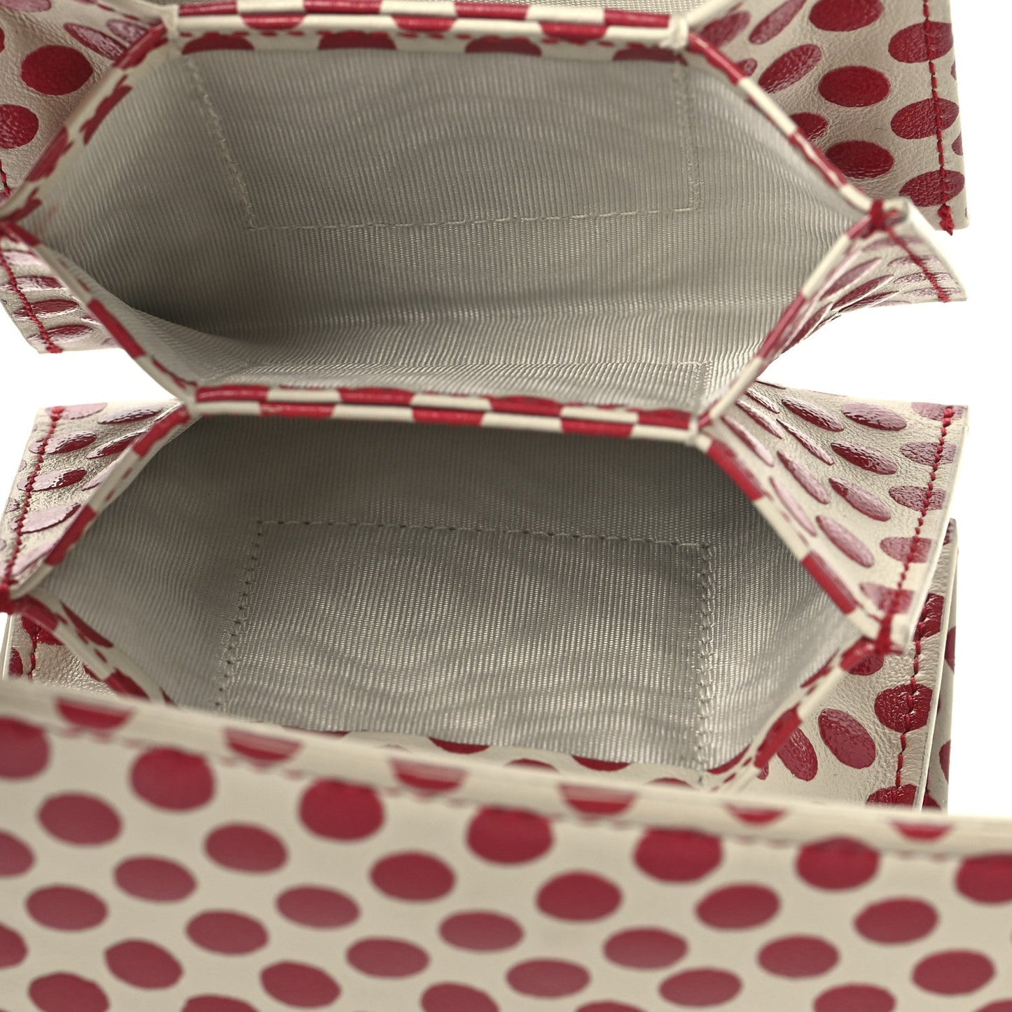 Christian Dior Calfskin DiorAmour Dots 5 Gusset Card Holder Red White