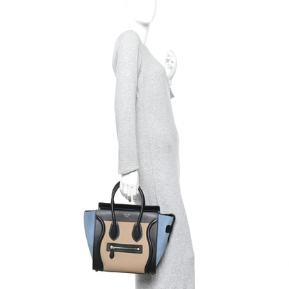Celine Baby Grained Calfskin Nubuck Micro Tri-Color Luggage Medium Blue