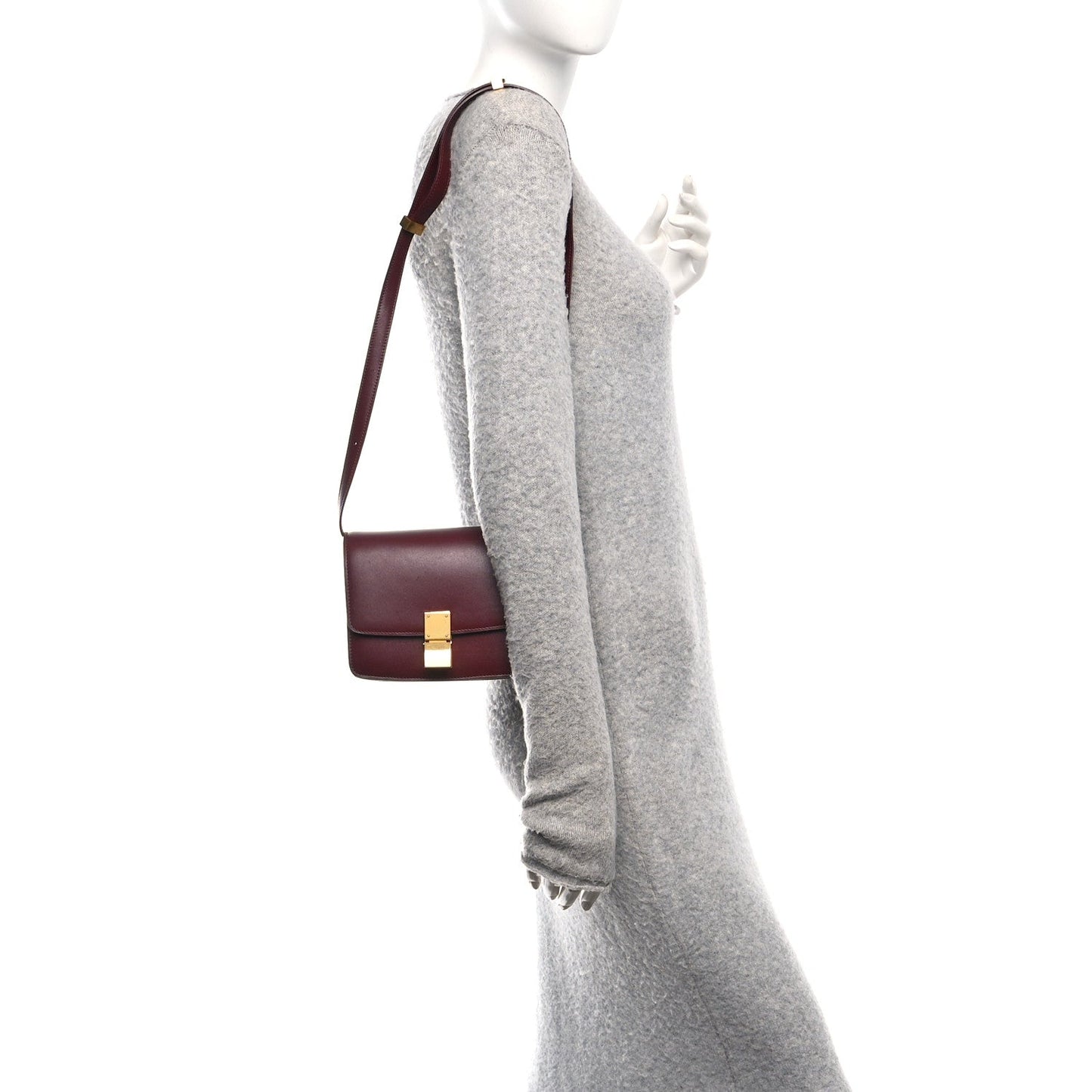 Celine Box Calfskin Small Classic Box Flap Bag Burgundy