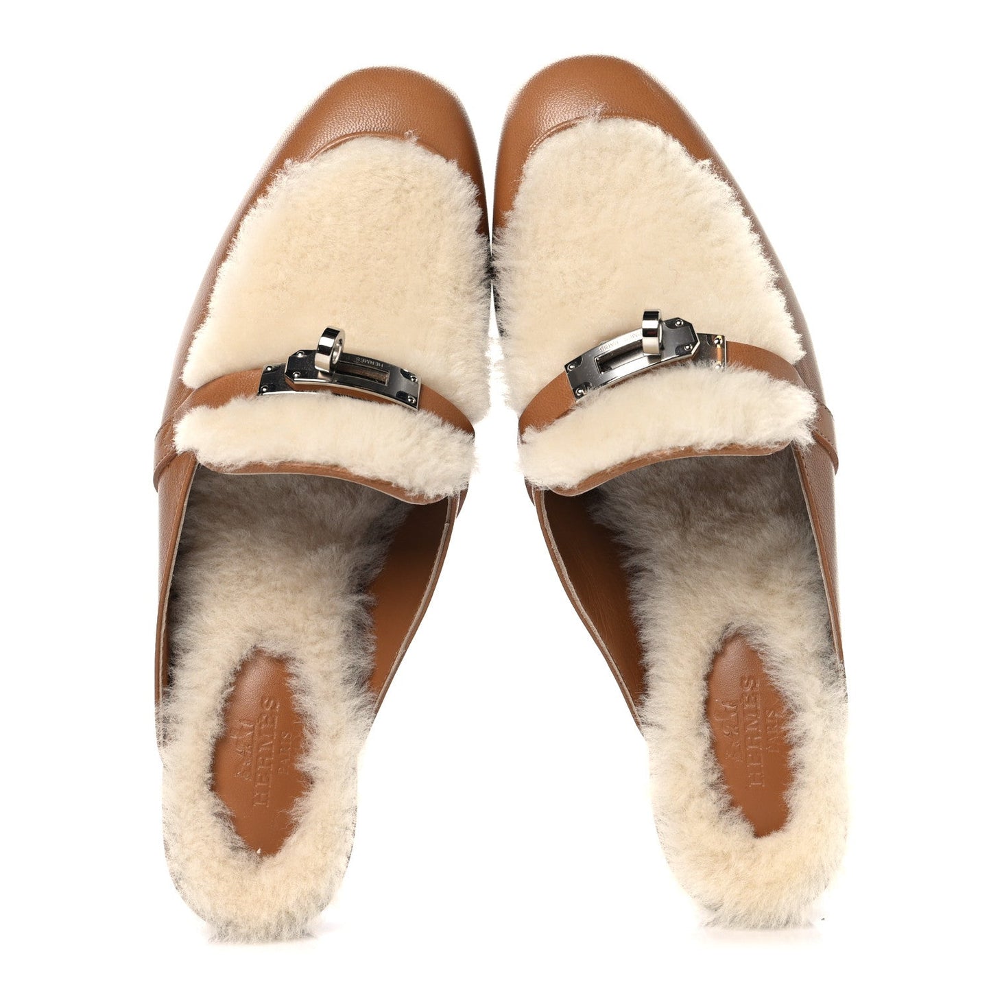 Hermes Goatskin Shearling Womens Oz Mules 36 Naturel Ecru