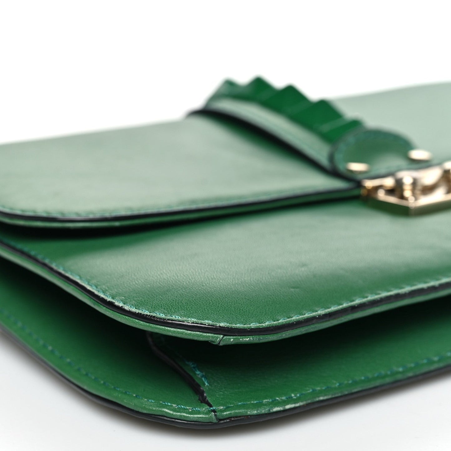 Valentino Garavani Vitello Medium Glam Lock Rockstud Flap Pop Green