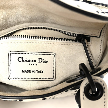 Christian Dior Ultra Matte Calfskin Studded Mini Supple Lady Dior White Black