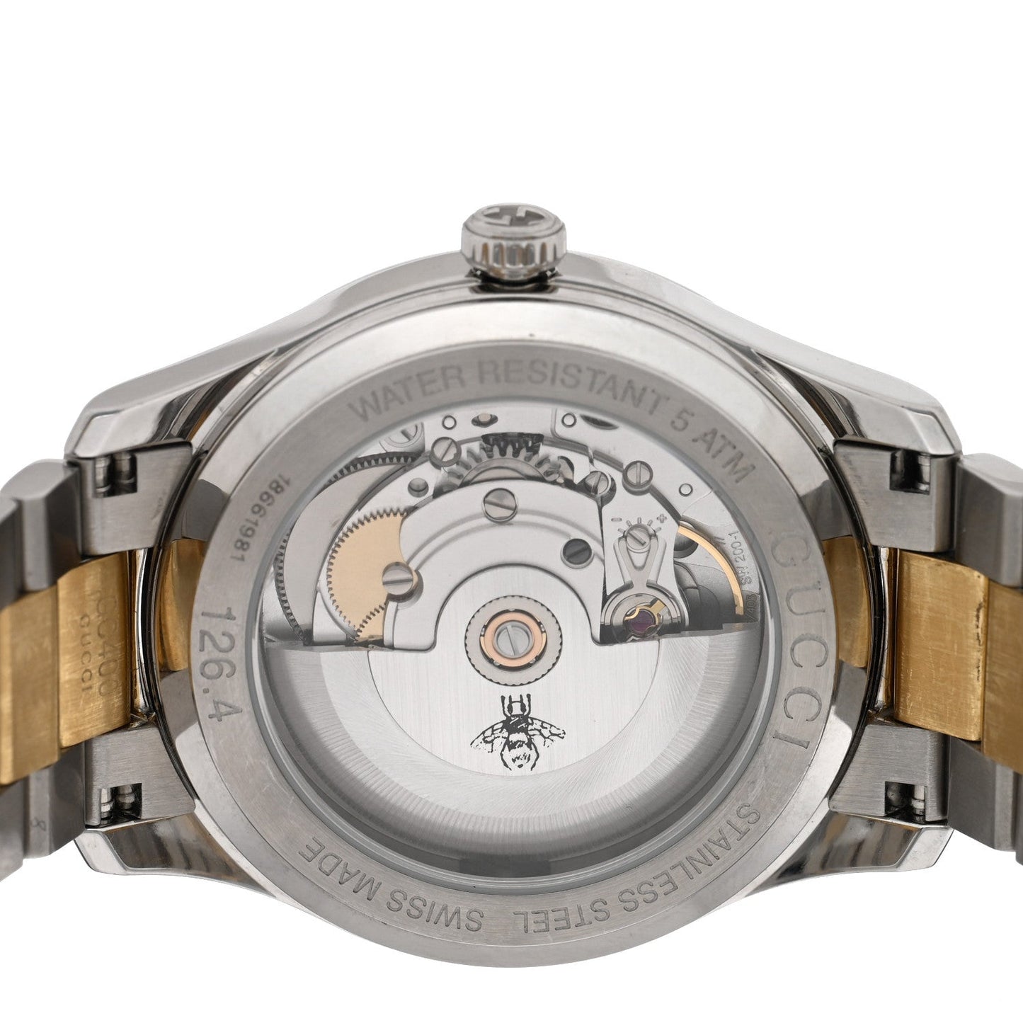 Gucci Stainless Steel 38mm G-Timeless Two Tone Bee Automatic Watch Silver