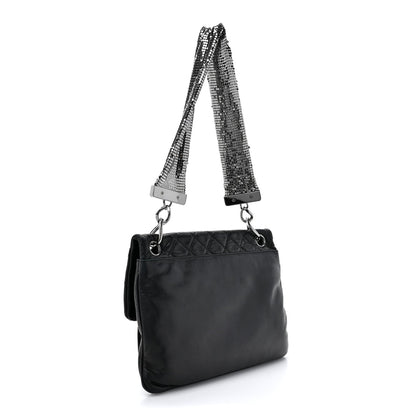 Chanel Lambskin Quilted Chain Mail Shoulder Bag Black