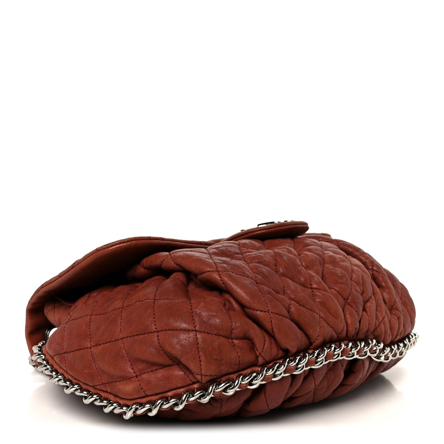 Chanel Washed Lambskin Quilted Medium Chain Around Messenger Brown