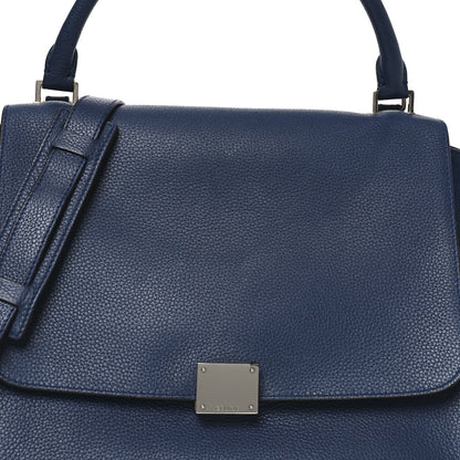 Celine Drummed Calfskin Suede Medium Trapeze Navy Blue