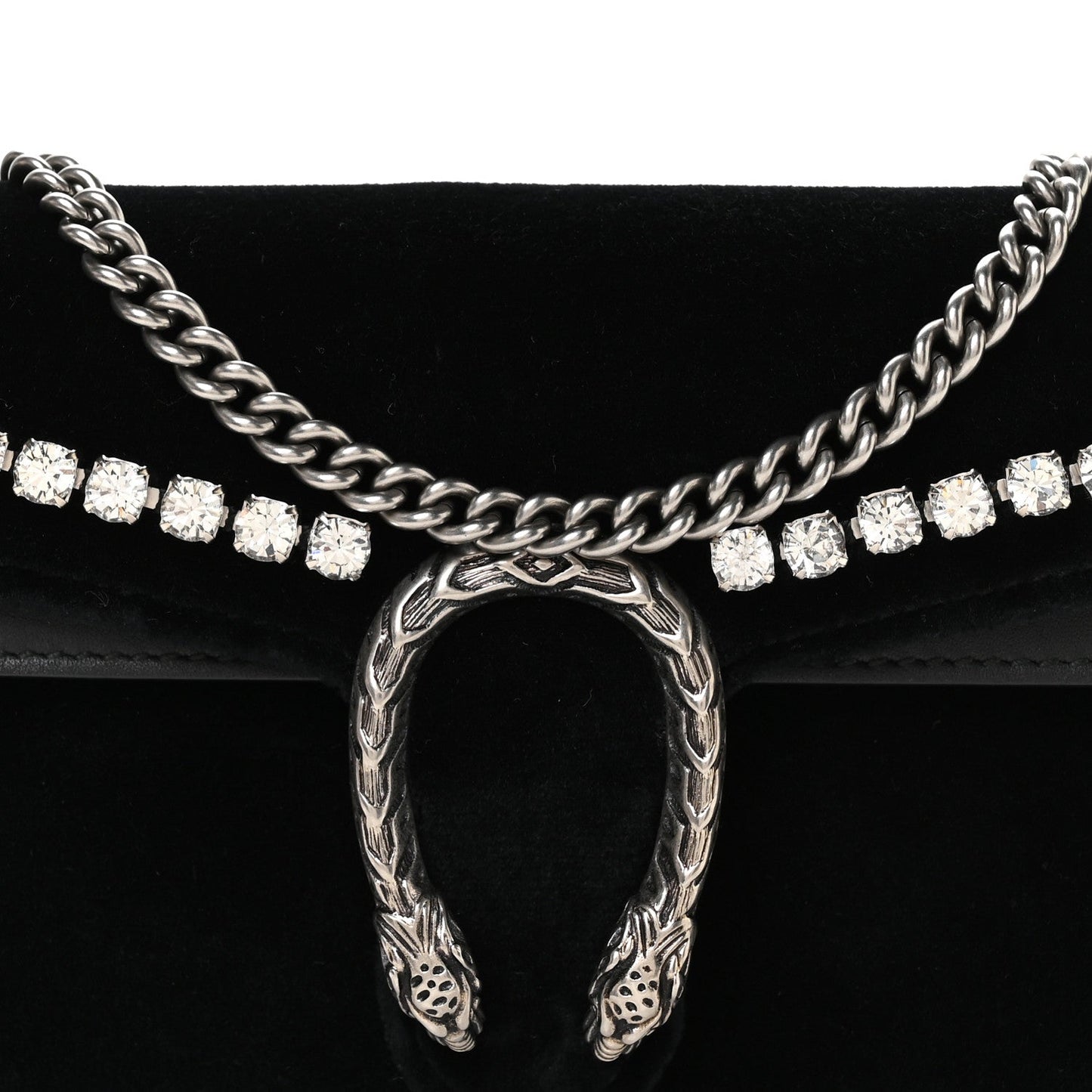 Gucci Velvet Crystal Super Mini Dionysus Shoulder Bag Black