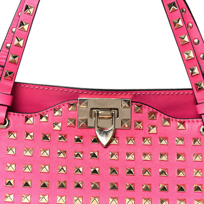 Valentino Garavani Vitello Medium Rockstud All Over Tote Pop Fuxia