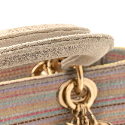 Christian Dior Canvas Embroidered Medium Lady D-Lite Beige Multicolor