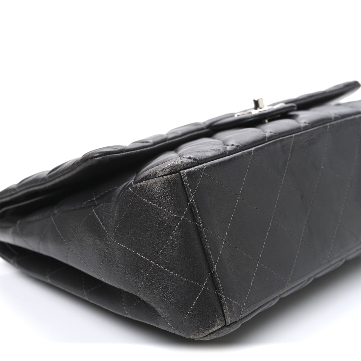 Chanel Lambskin Quilted Maxi Double Flap Dark Grey