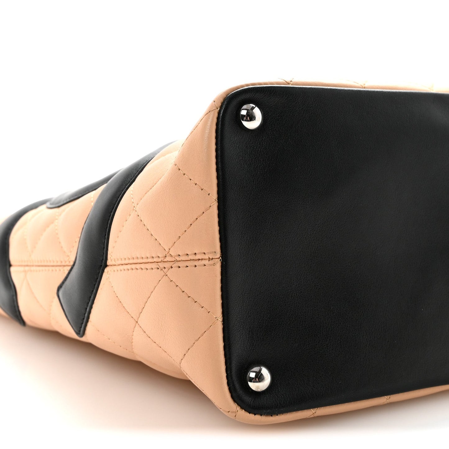 Chanel Calfskin Quilted Medium Cambon Tote Beige Black