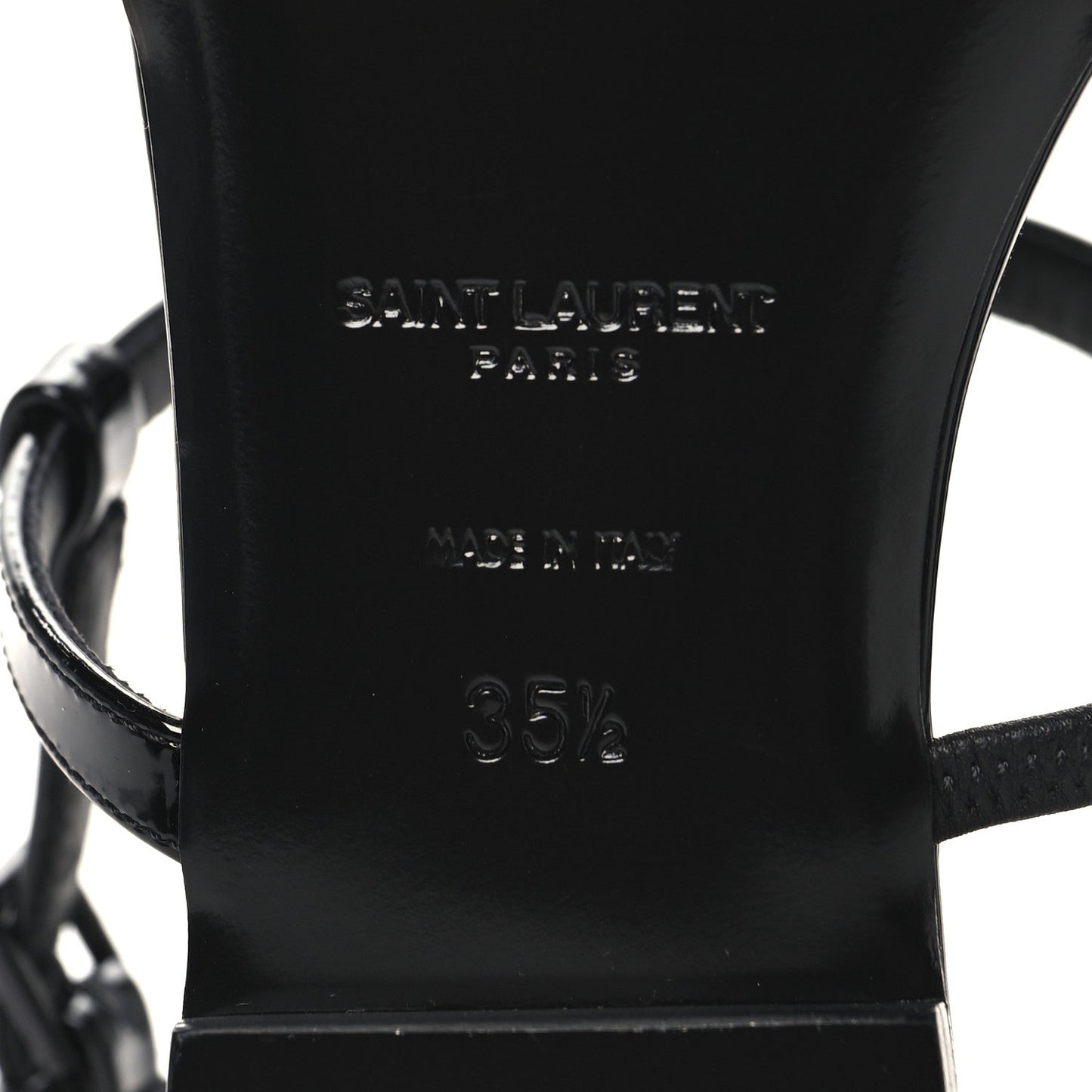 Saint Laurent Patent Calfskin Cassandra Monogram Sandals 35.5 Black