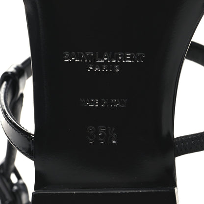 Saint Laurent Patent Calfskin Cassandra Monogram Sandals 35.5 Black