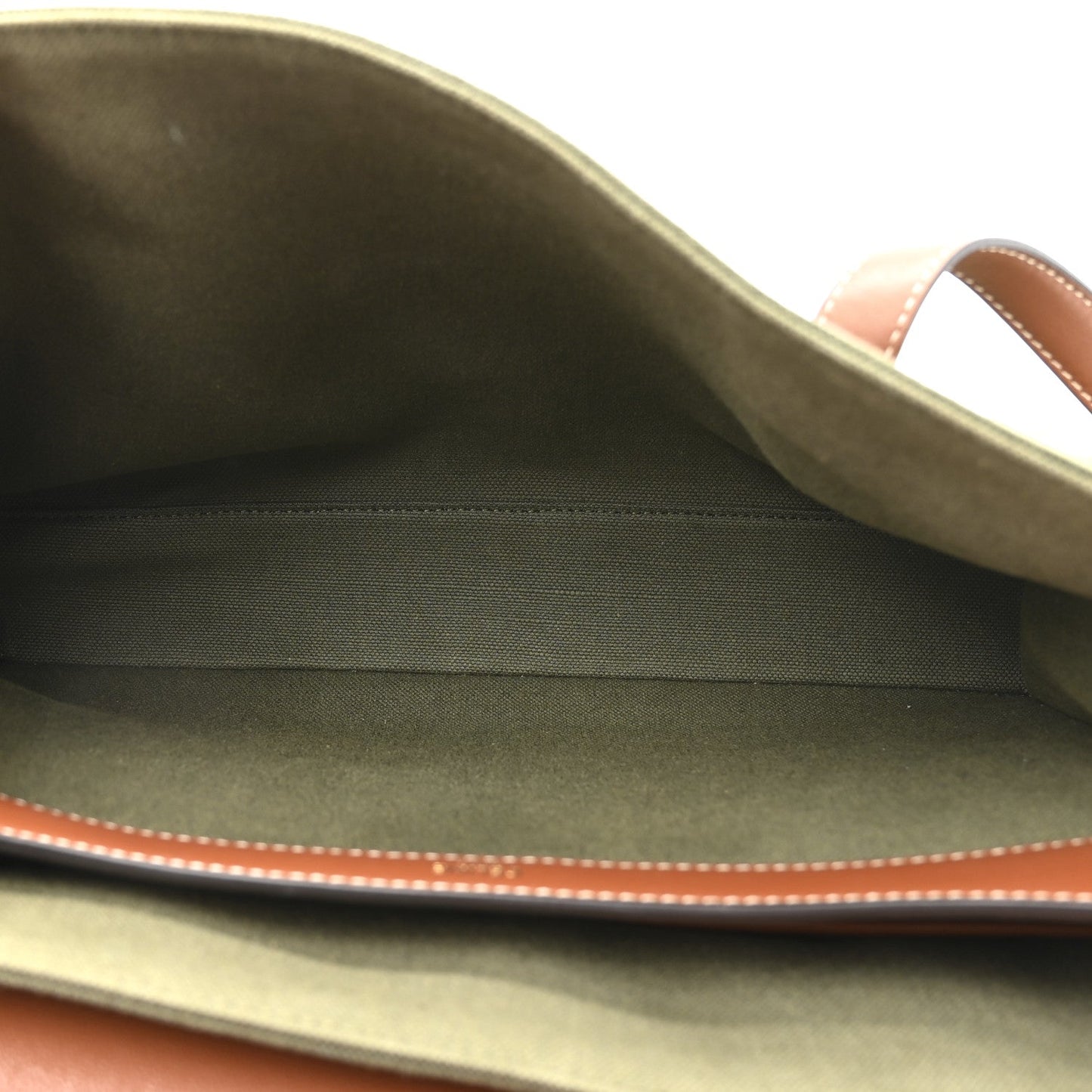 Celine Canvas Calfskin Medium Soft 16 Top Handle Bag Khaki Tan