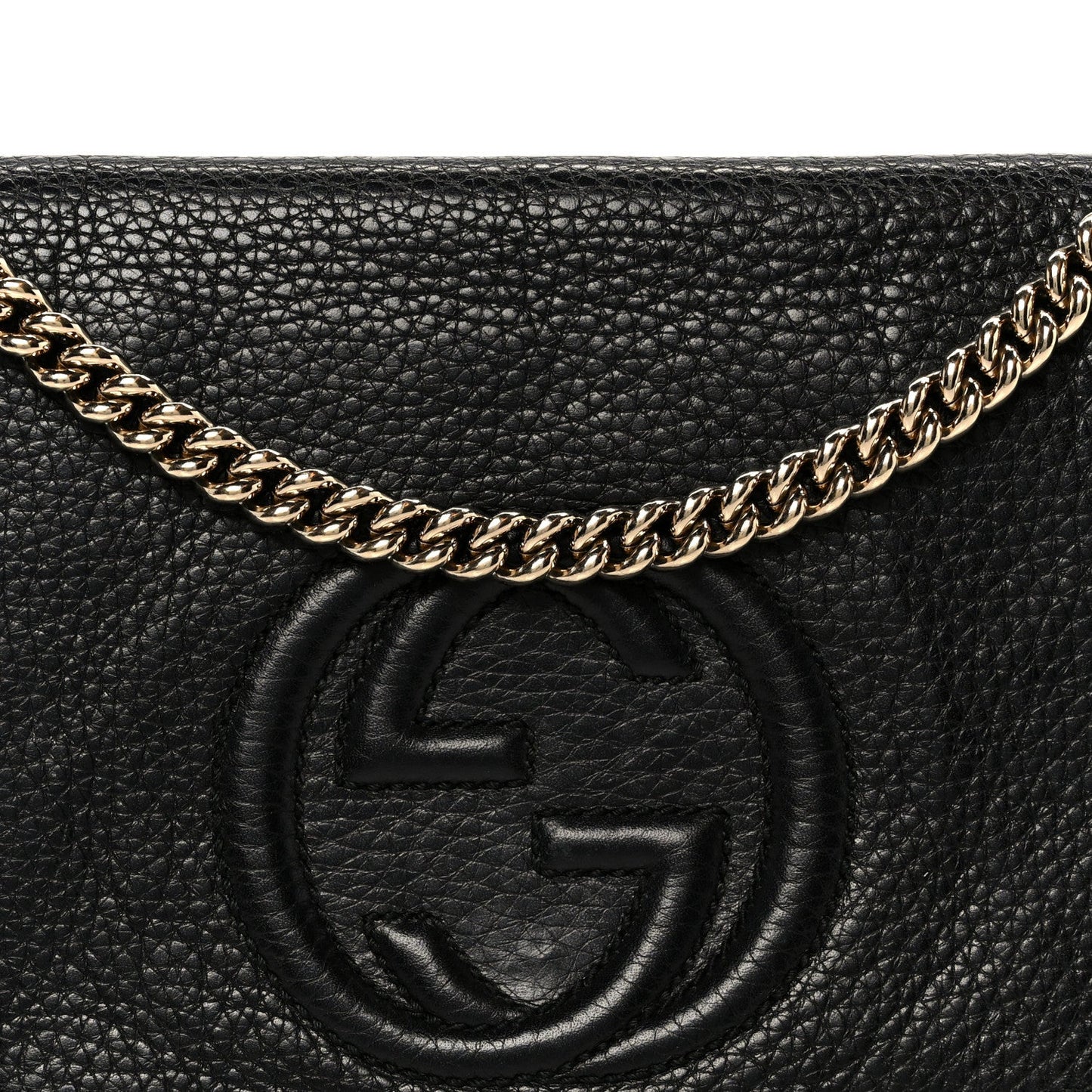 Gucci Pebbled Calfskin Medium Soho Flap Crossbody Black