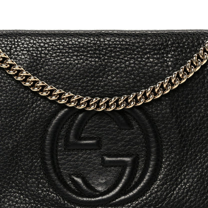 Gucci Pebbled Calfskin Medium Soho Flap Crossbody Black