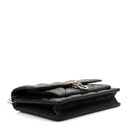 Christian Dior Lambskin Cannage Chain My Dior Daily Chain Pouch Black