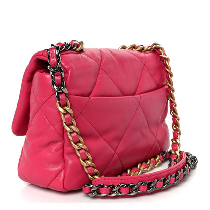 Chanel Lambskin Quilted Medium Chanel 19 Flap Dark Pink