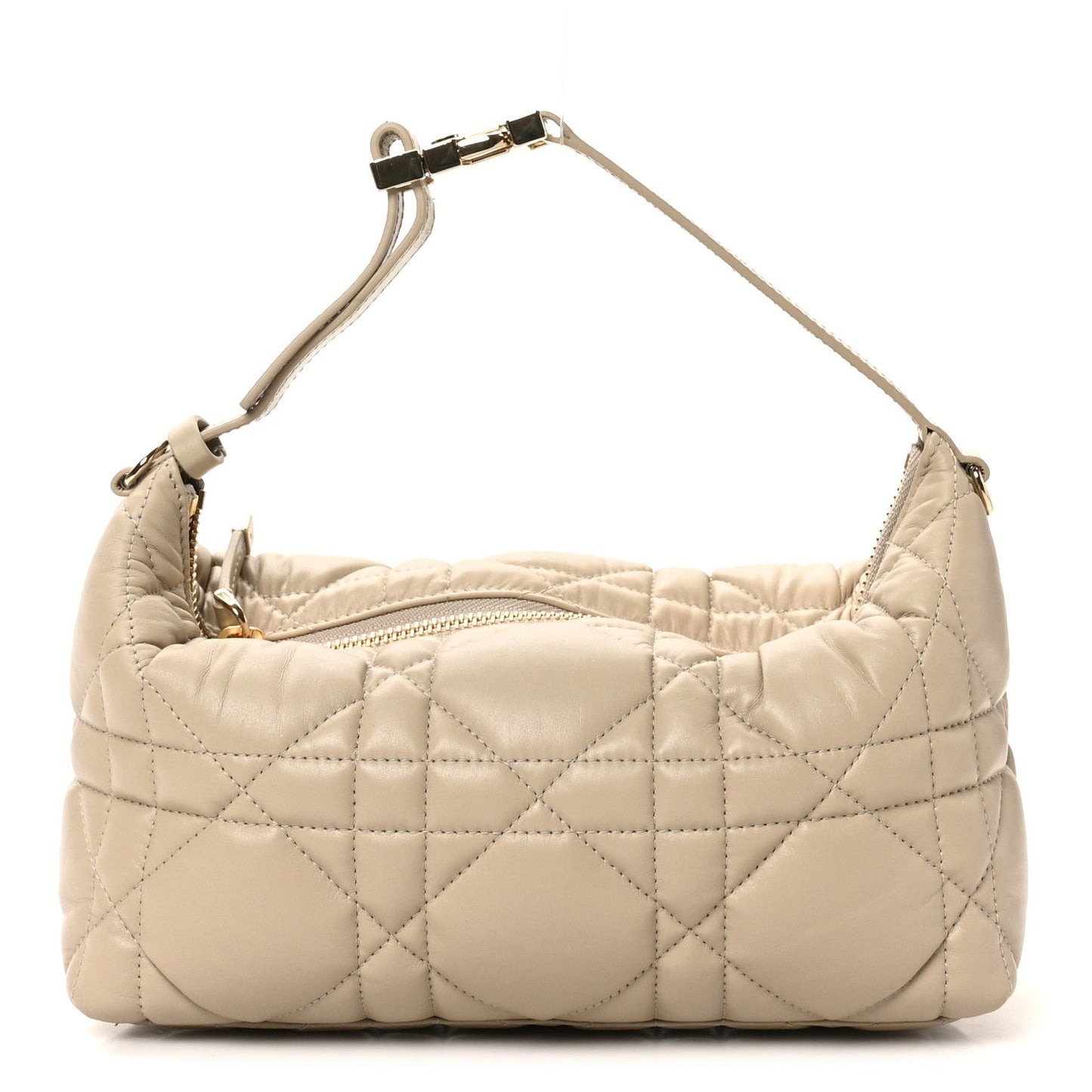 Christian Dior Calfskin Macrocannage Medium Diortravel Nomad Pouch Sand