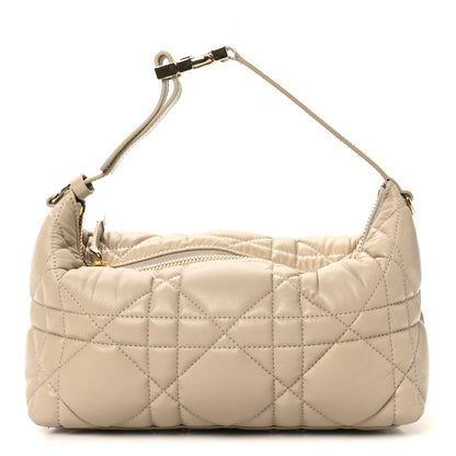 Christian Dior Calfskin Macrocannage Medium Diortravel Nomad Pouch Sand