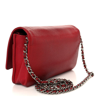 Chanel Caviar Timeless CC Wallet on Chain WOC Red