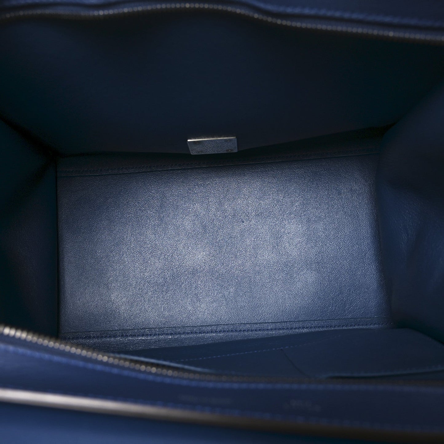 Celine Drummed Calfskin Suede Medium Trapeze Navy Blue
