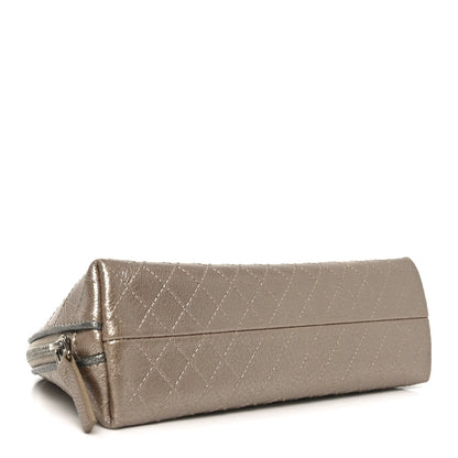 Chanel Metallic Calfskin Diamond Embossed Cosmetic Pouch Pink