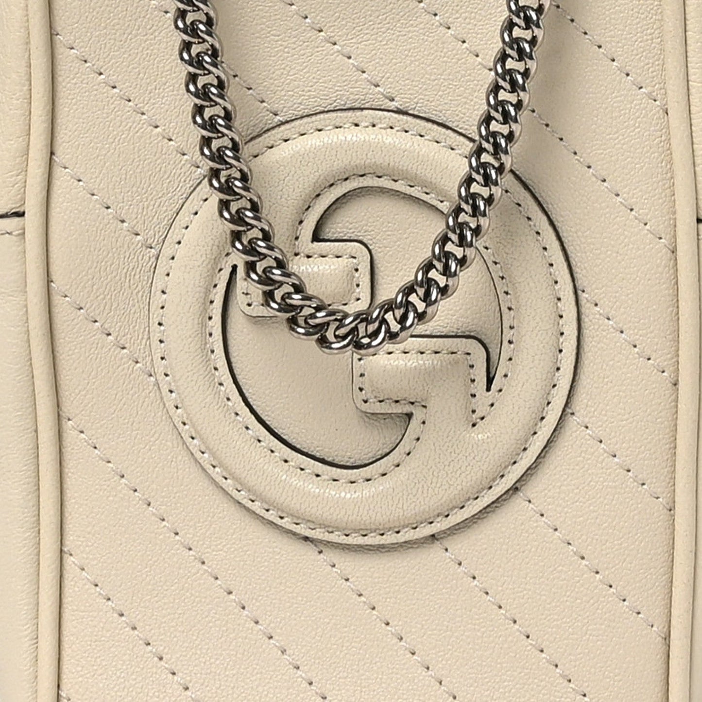 Gucci Sakai Be Green Calfskin Diagonal Stitched Mini Blondie Vertical Shoulder Bag Mystic White