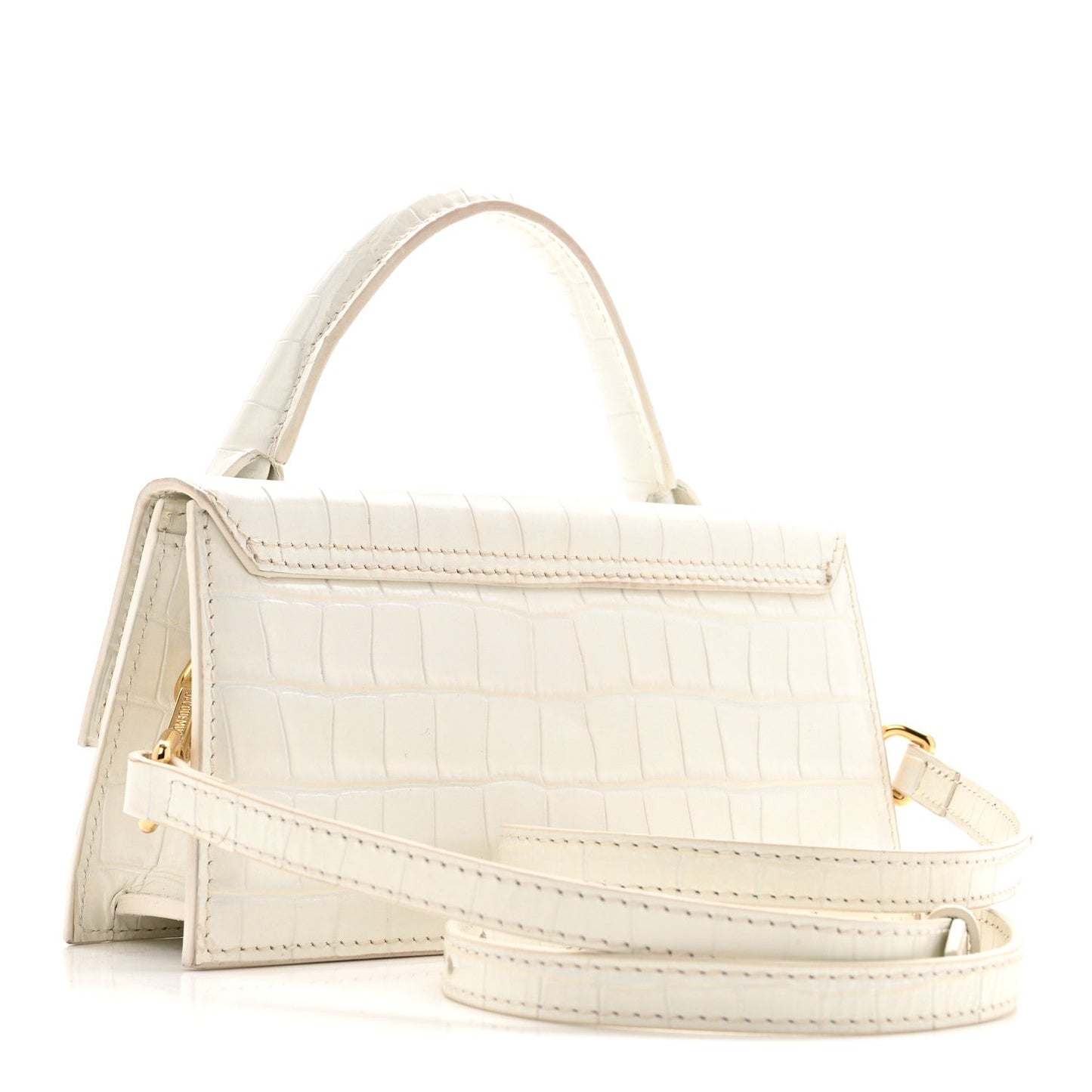 Jacquemus Calfskin Crocodile Embossed Le Chiquito Long White