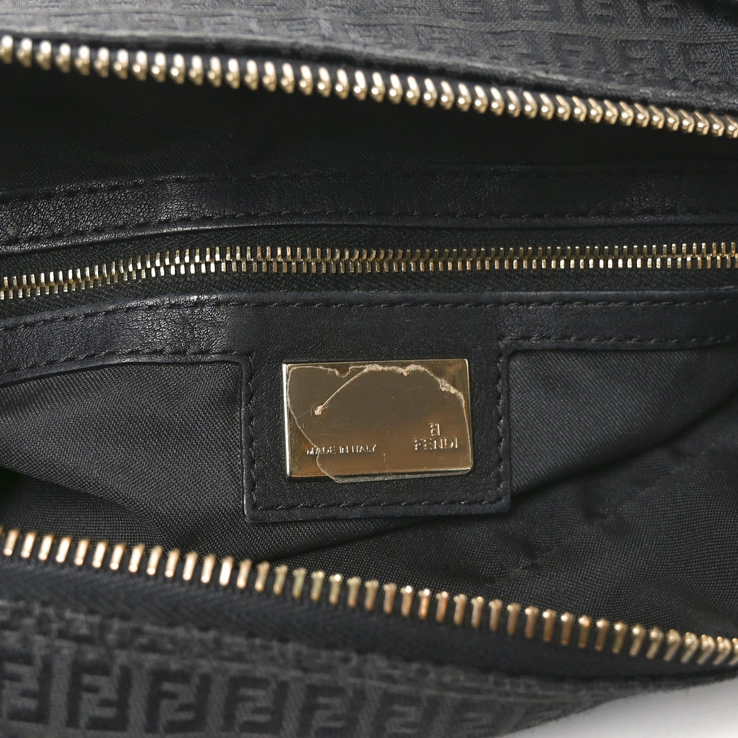Fendi Zucchino Vitello Shoulder Bag Black
