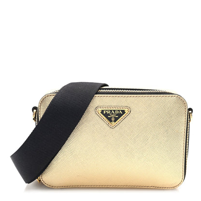 Prada Saffiano Travel Small Brique Crossbody Bag Platino