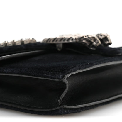 Gucci Velvet Crystal Super Mini Dionysus Shoulder Bag Black