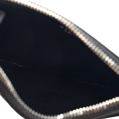 Celine Smooth Lambskin Zip Logo Card Holder Black White