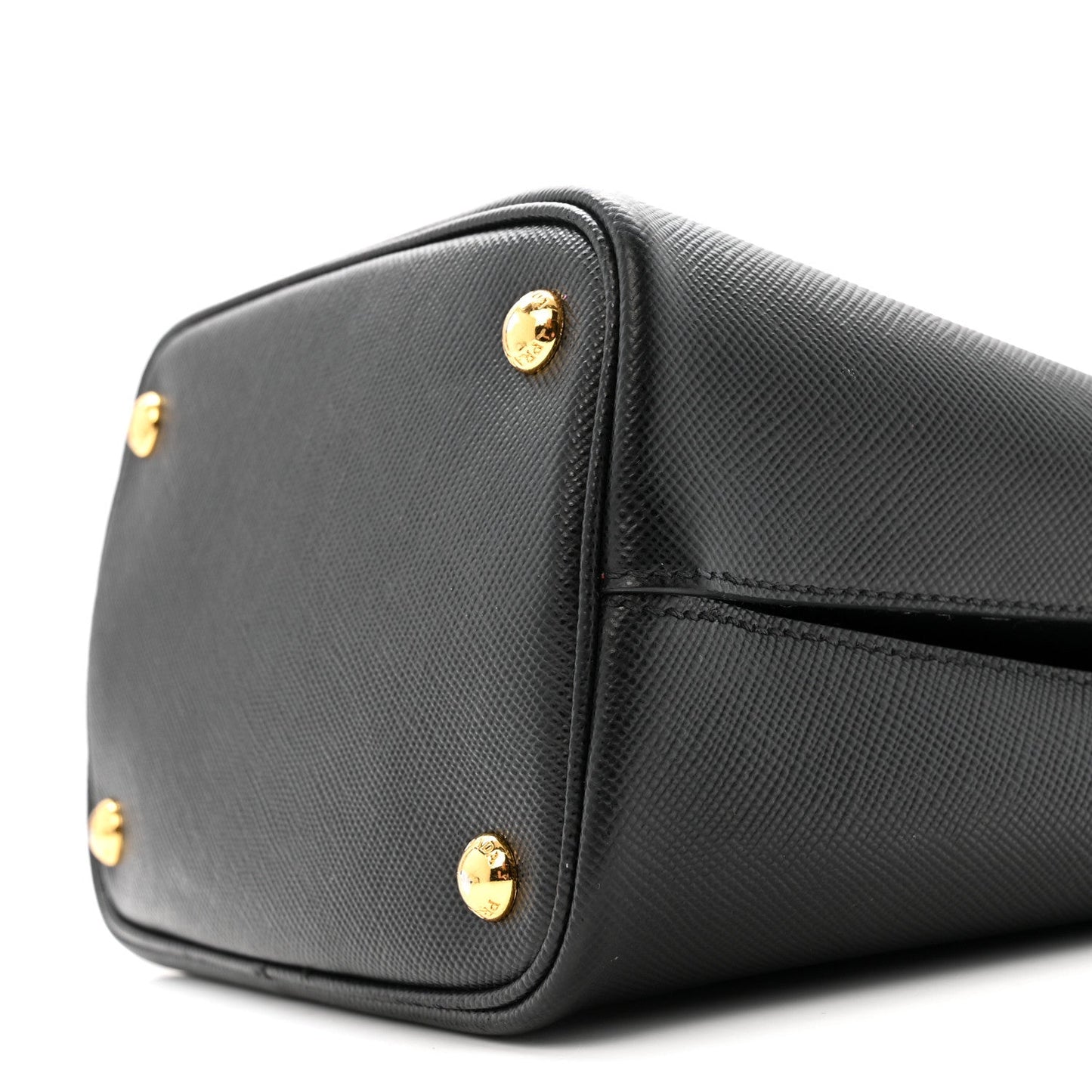 Prada Saffiano Cuir Medium Panier Bucket Bag Black Fuoco
