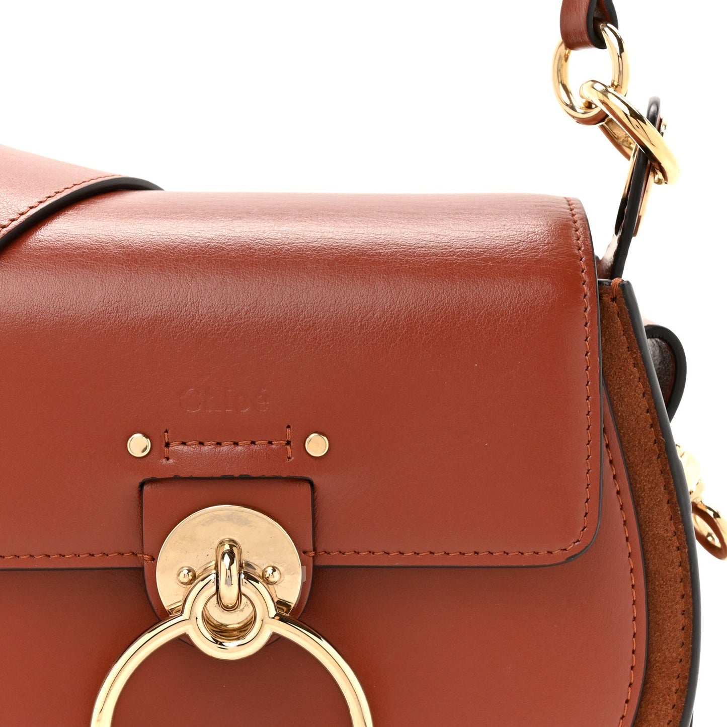 Chloe Calfskin Suede Small Tess Bag Sepia Brown