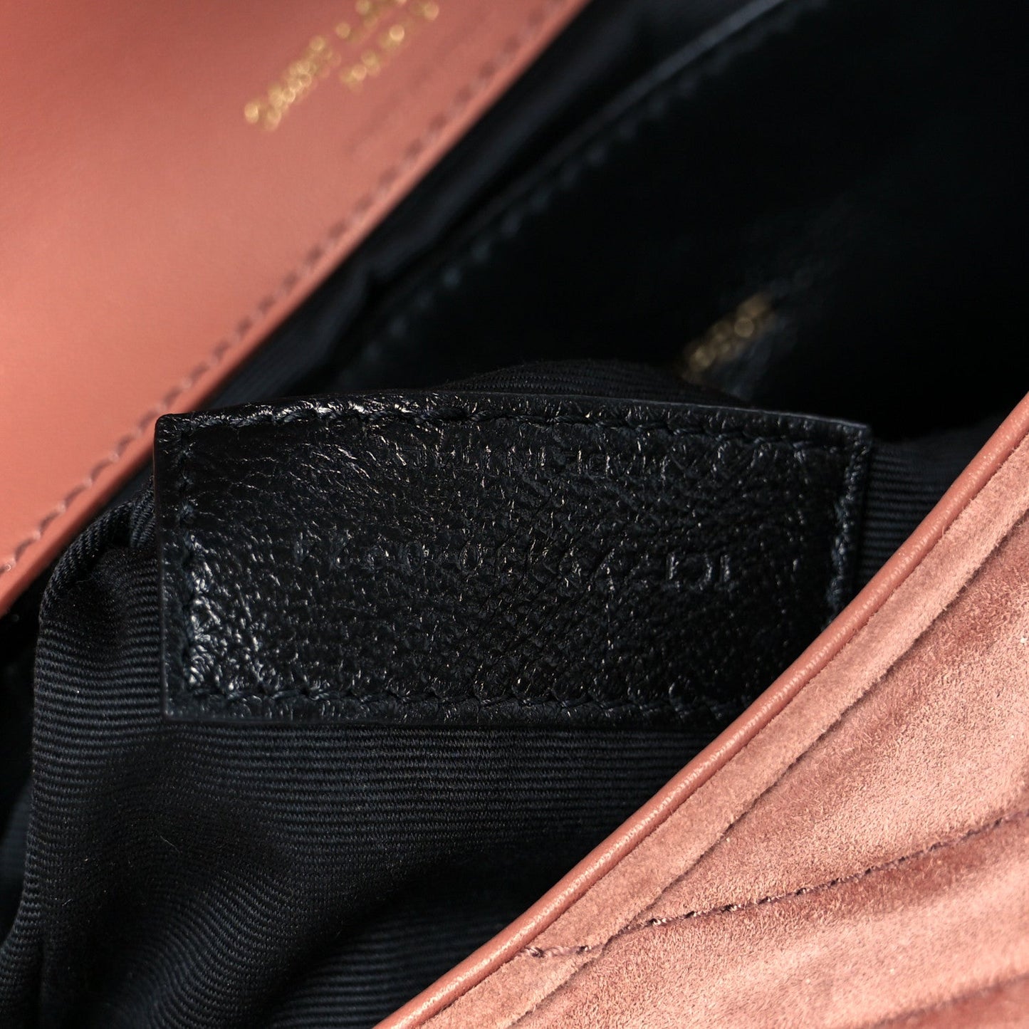 Saint Laurent Suede Matelasse Chevron Monogram Mini College Bag Barely Pink