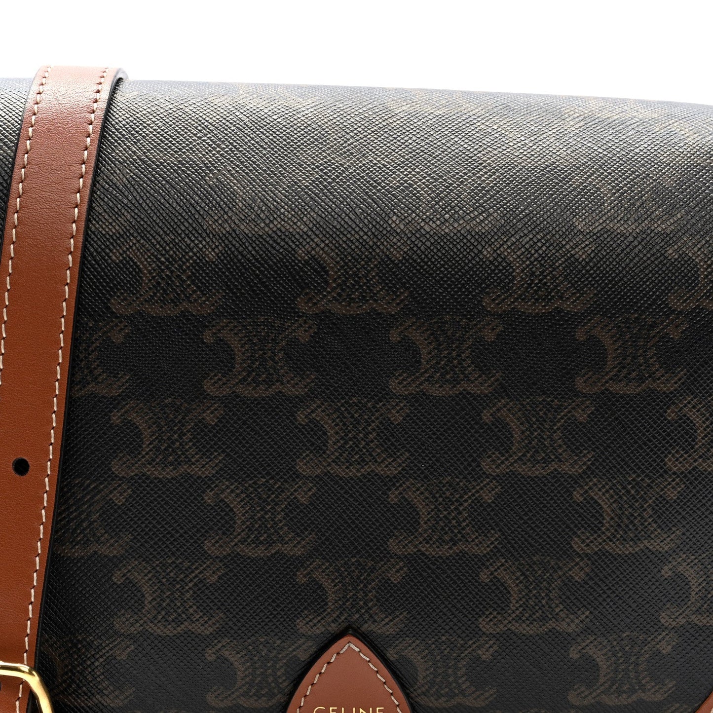 Celine Triomphe Canvas Medium Folco Bag Tan