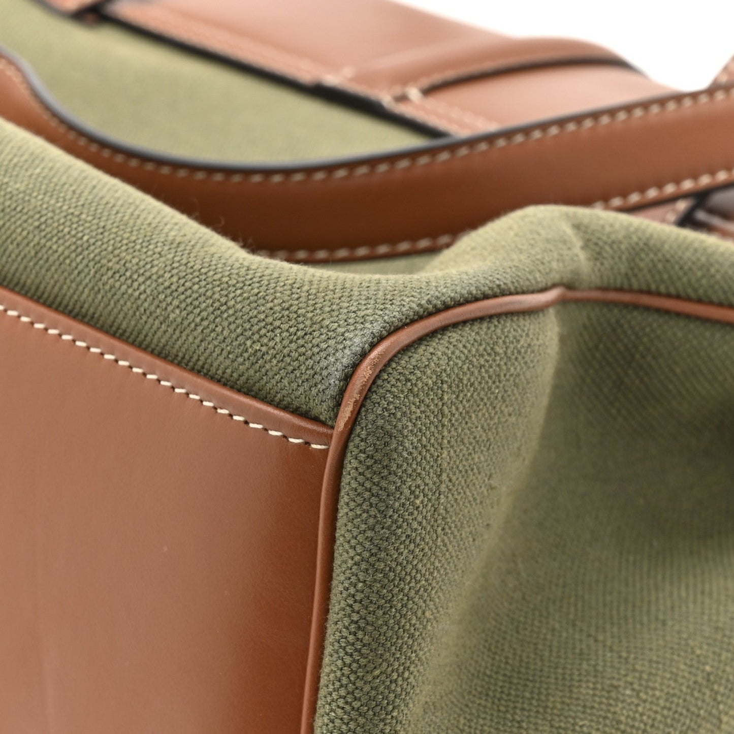 Celine Canvas Calfskin Medium Soft 16 Top Handle Bag Khaki Tan