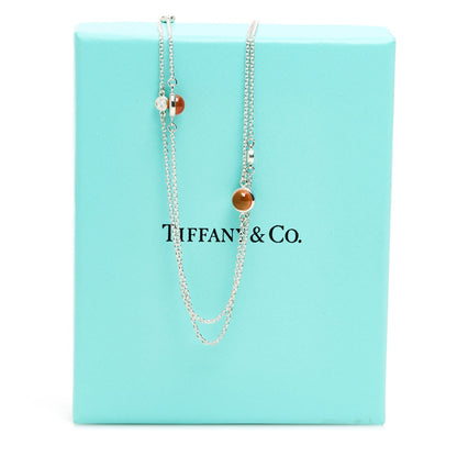 Tiffany Sterling Silver Diamond Orange Chalcedony Elsa Peretti Color By The Yard Sprinkle Necklace