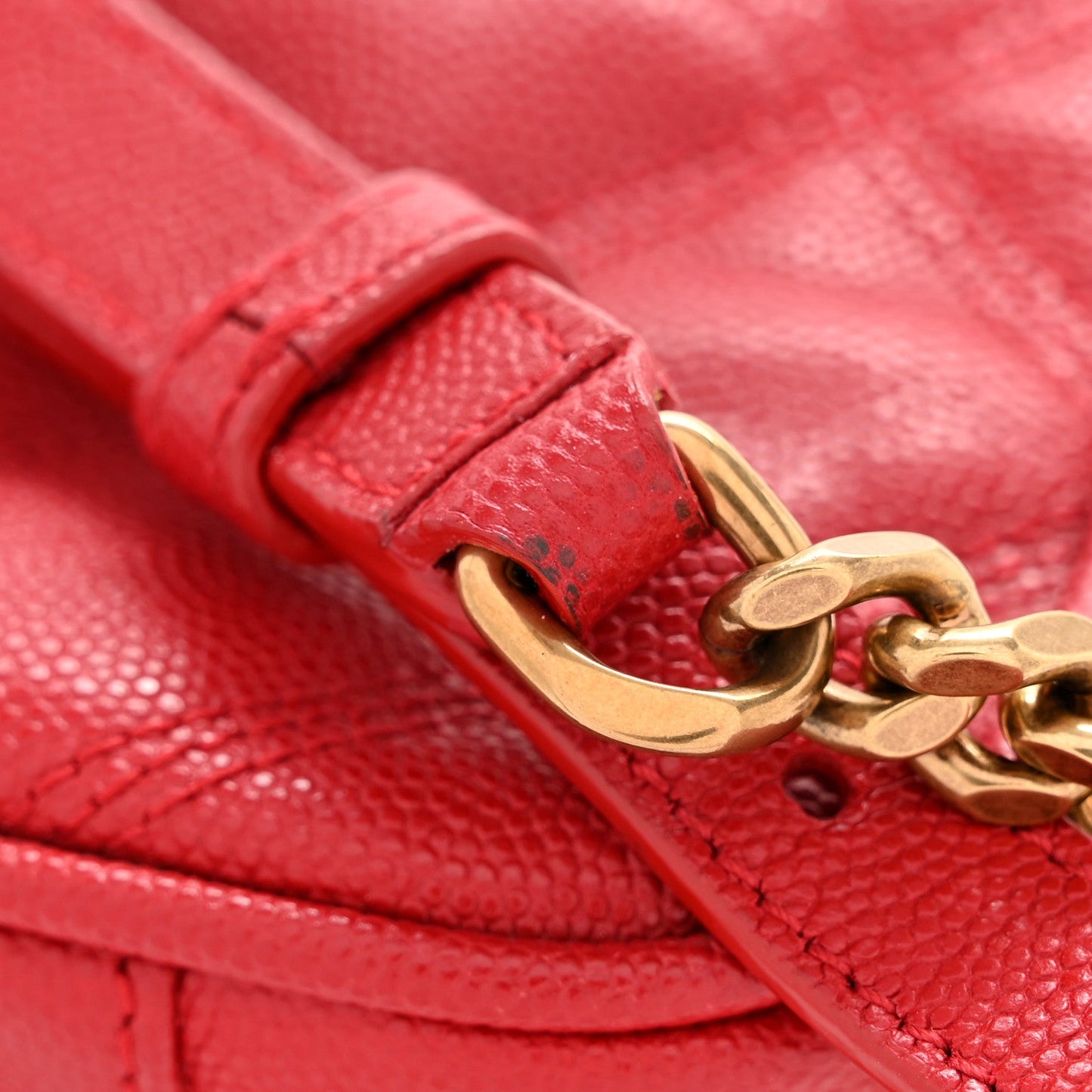 Saint Laurent Grain de Poudre Quilted 80's Vanity Bag Rouge Eros