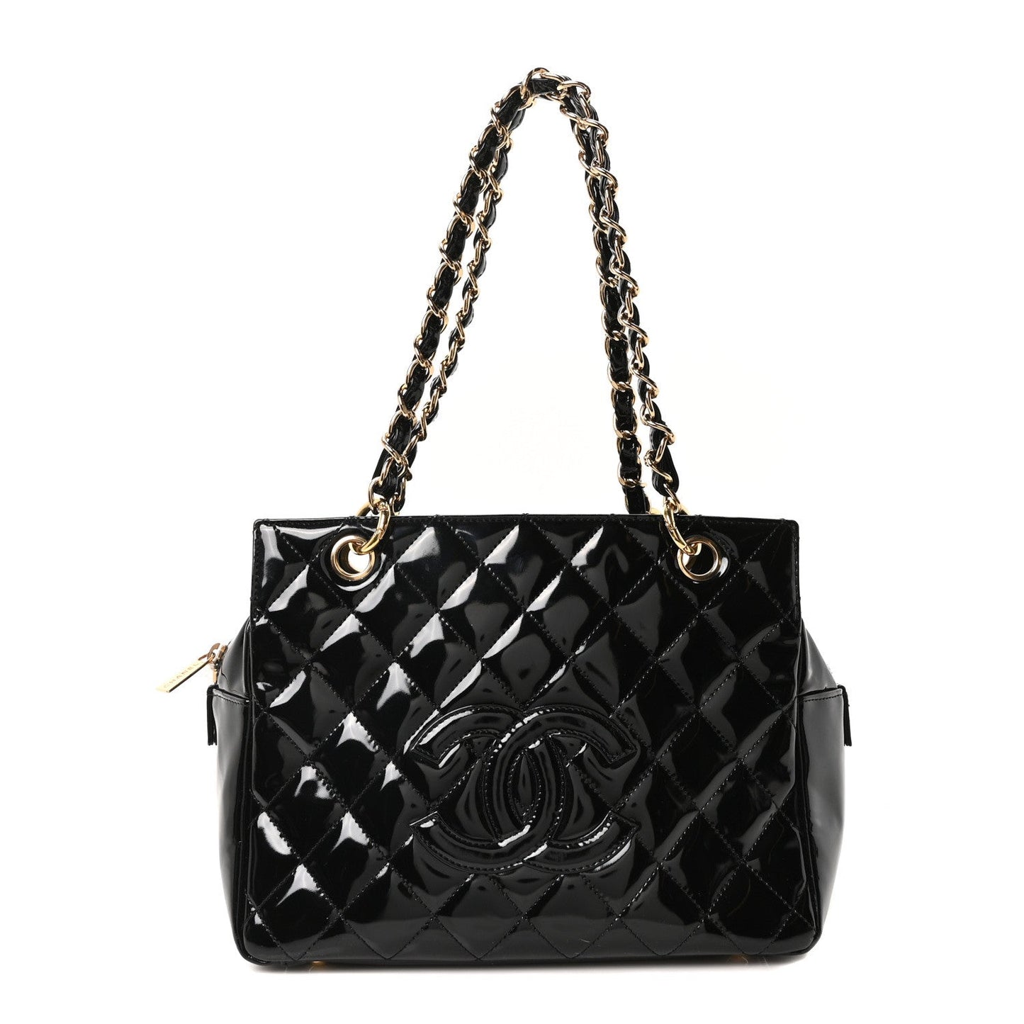 Chanel Patent Quilted Petit Timeless Tote PTT Black