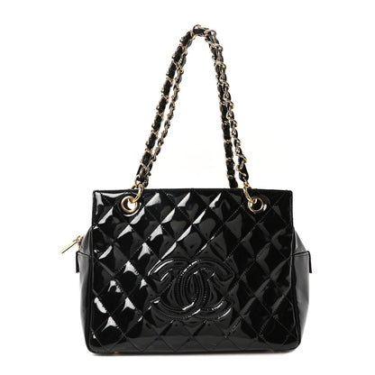 Chanel Patent Quilted Petit Timeless Tote PTT Black