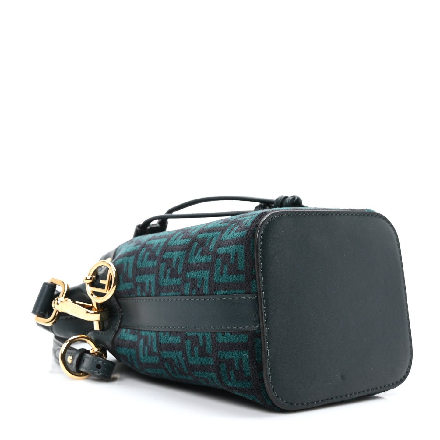 Fendi Chenille Vitello F is Fendi Micro FF Mini Mon Tresor Bucket Bag Verde Inglese