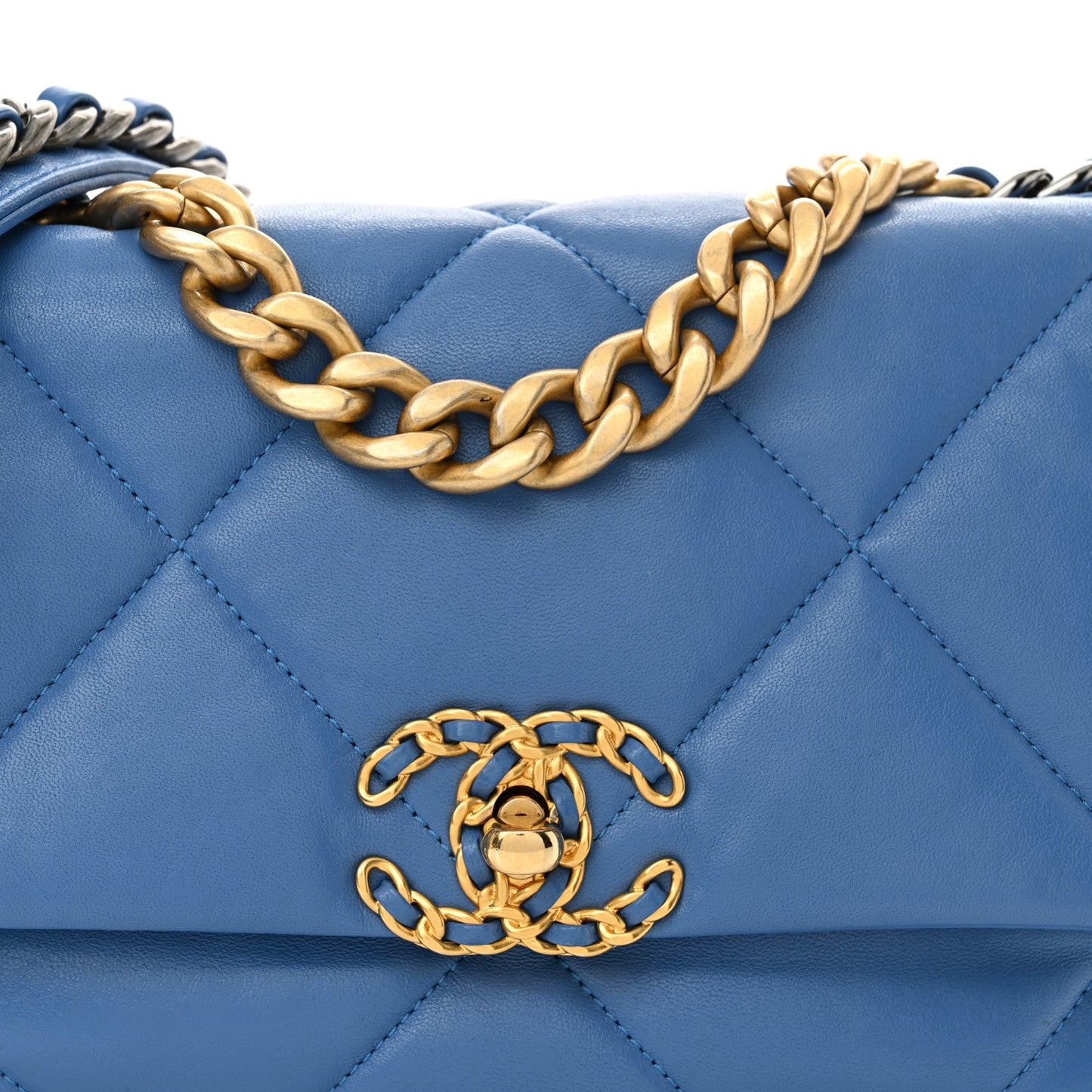Chanel Lambskin Quilted Medium Chanel 19 Flap Blue