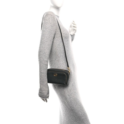 Christian Dior Grained Calfskin Caro Double Pouch Black