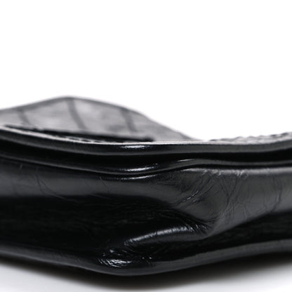Saint Laurent Crinkled Calfskin Matelasse Monogram Niki Chain Wallet Black